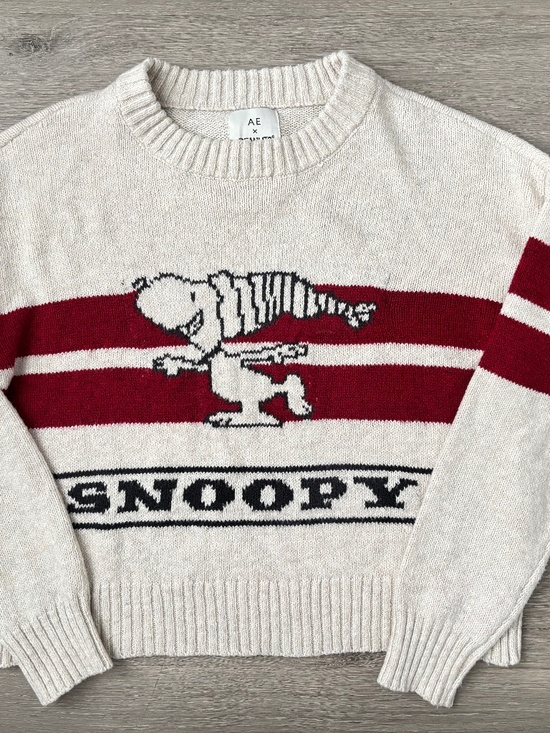 American Eagle Outfitters Sweaters - American Eagle X Womens Snoopy Peanuts Striped Knit Sweater Graphic Pullover XS